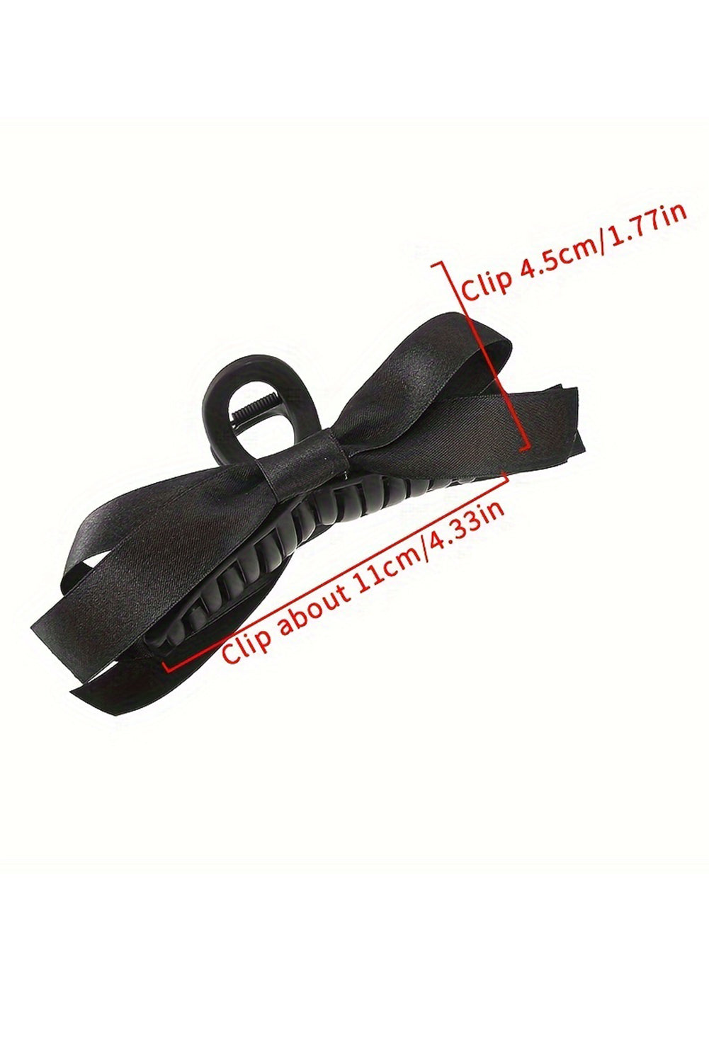 Black Solid Color Ribbon Bow Decor Hair Clip