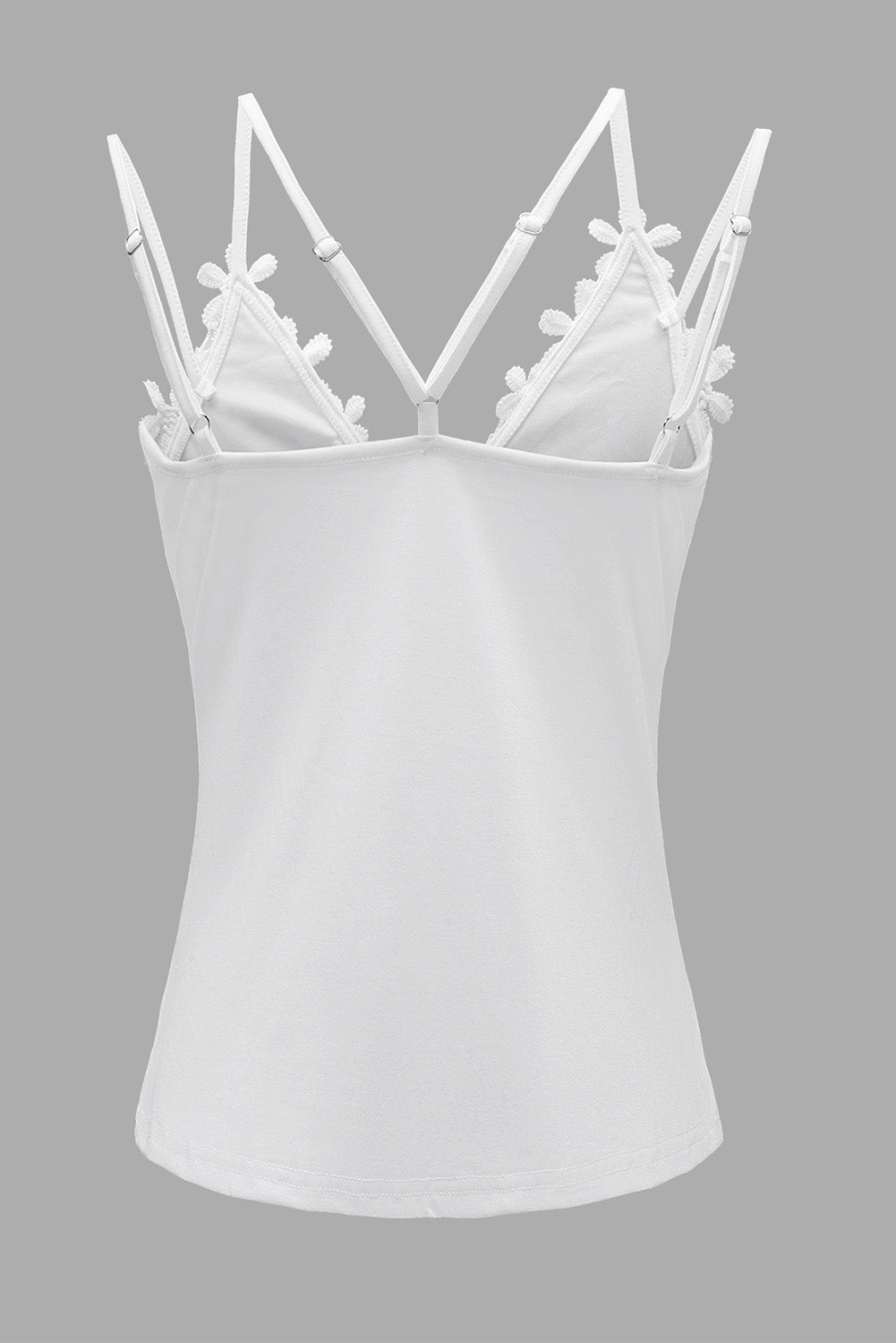 White Flower Lace Crochet Two Spaghetti Strap Camisole Top