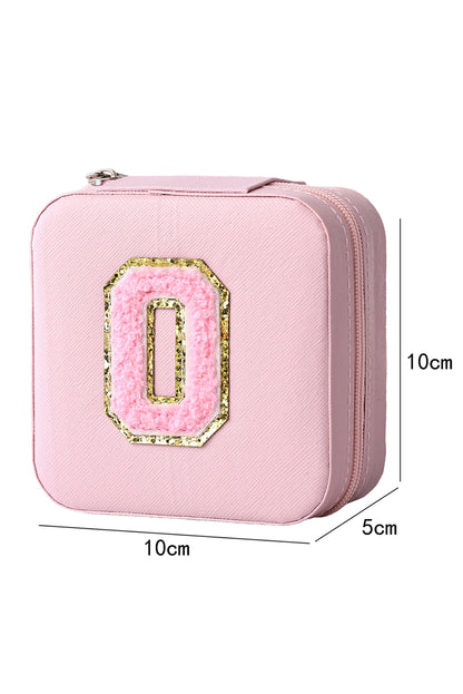 Pink O Initial Chenille Jewelry Box with Mirror