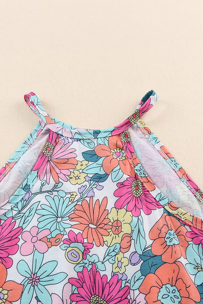 Multicolor Floral Print Casual Halter Top