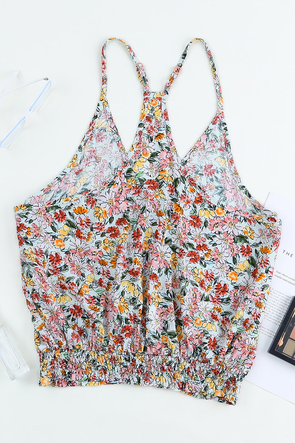 Multicolor Floral Sexy Wrapped V Neck Crop Camisole