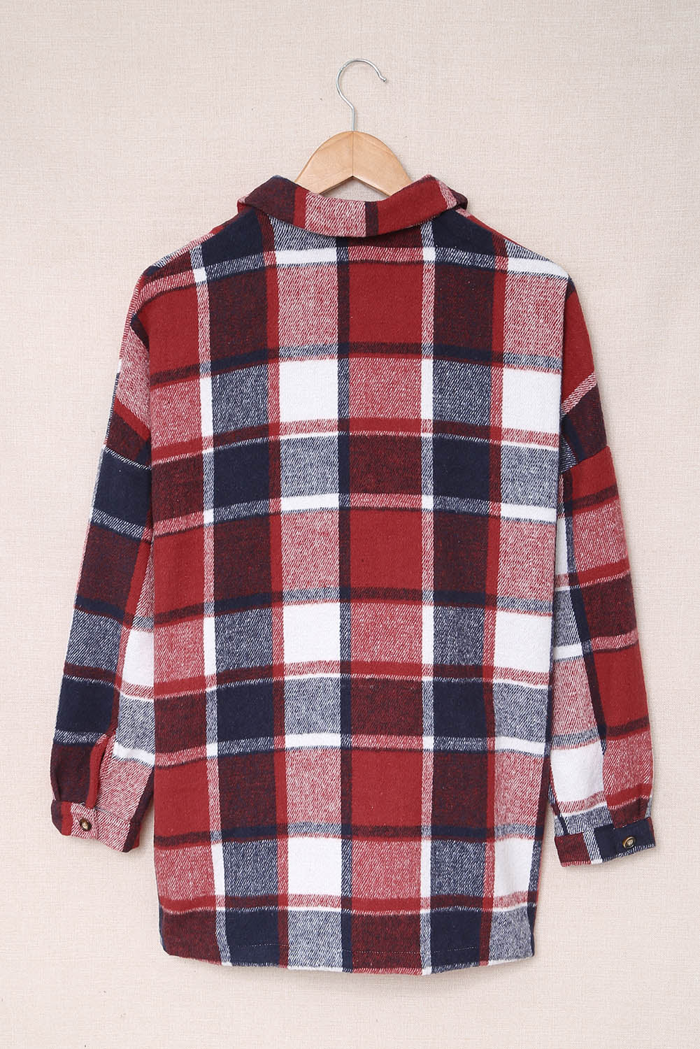 Wholesale Brown Plaid Button Up Long Sleeve Flannel Shacket