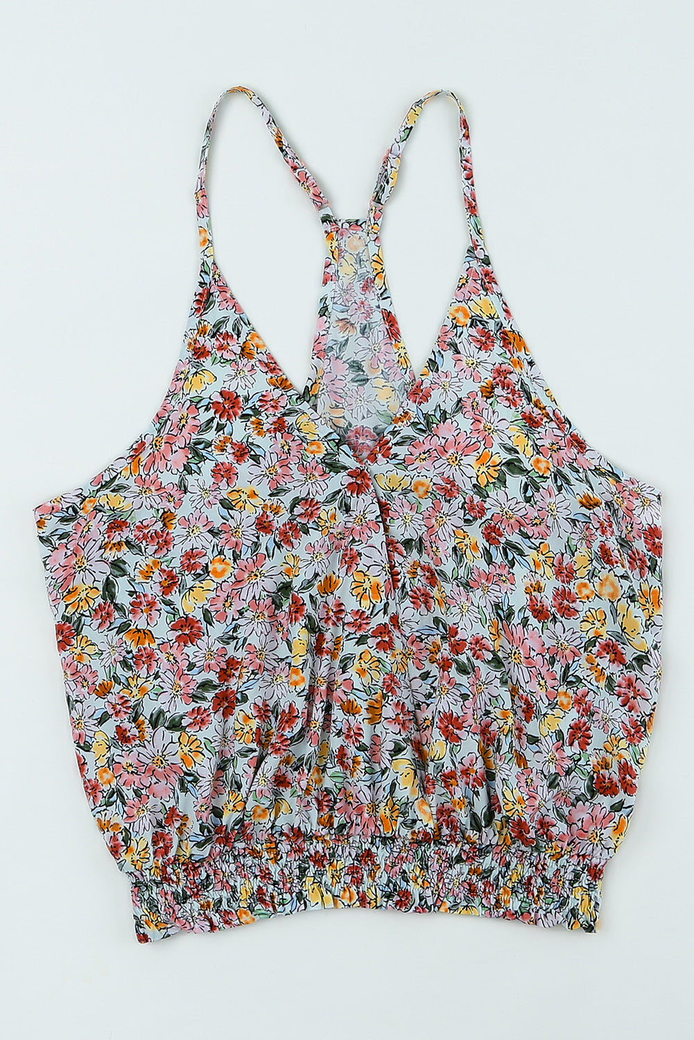 Multicolor Floral Sexy Wrapped V Neck Crop Camisole