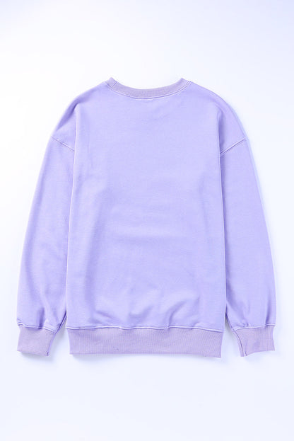 Grey Babe Letter Casual Pullover Sweatshirt