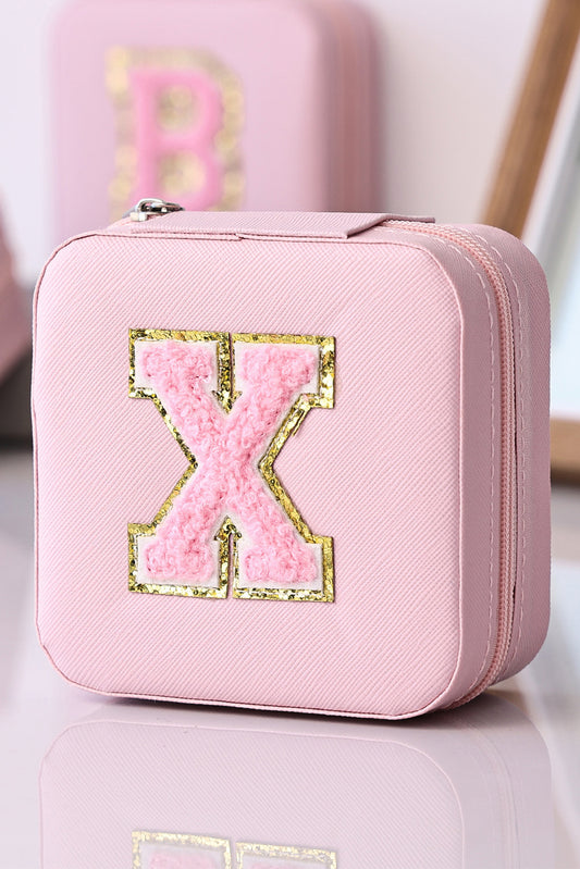 Pink Chenille X Graphic Jewelry Case with Mirror