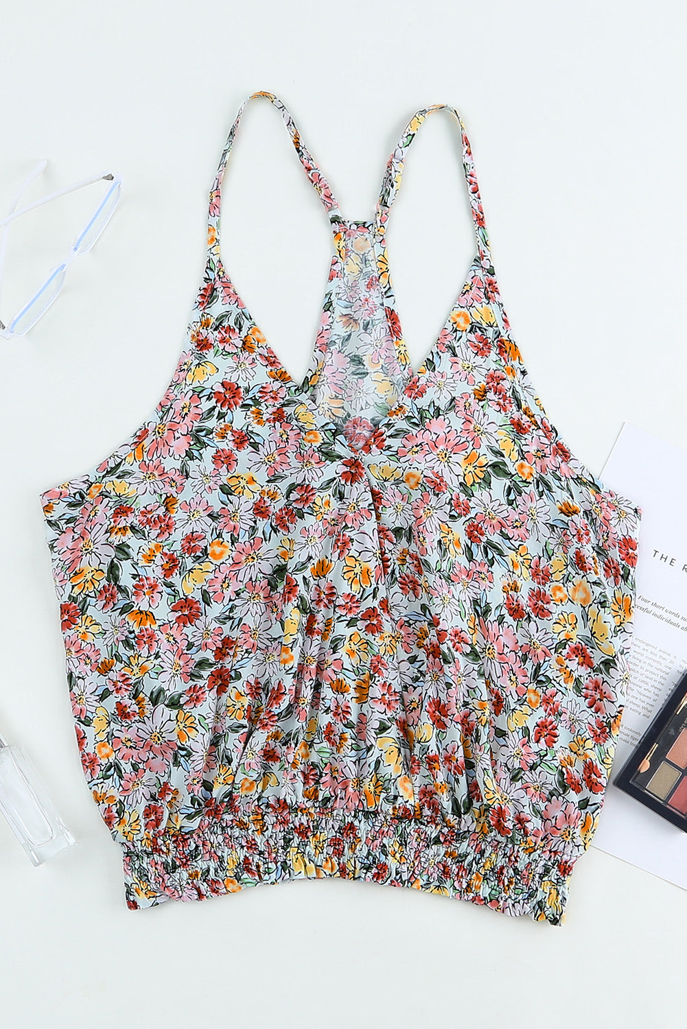 Multicolor Floral Sexy Wrapped V Neck Crop Camisole