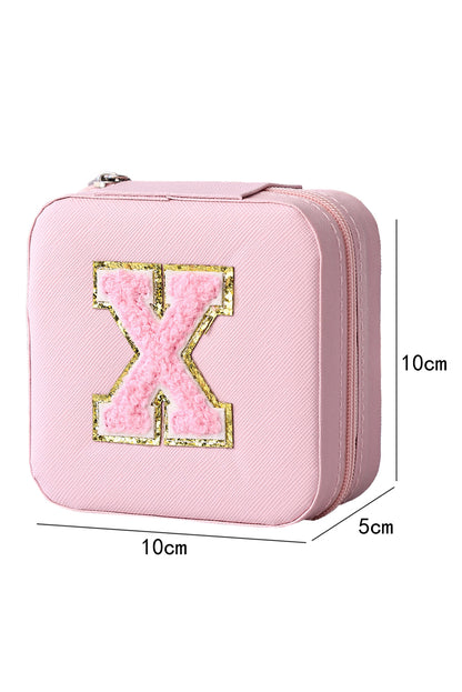 Pink Chenille X Graphic Jewelry Case with Mirror