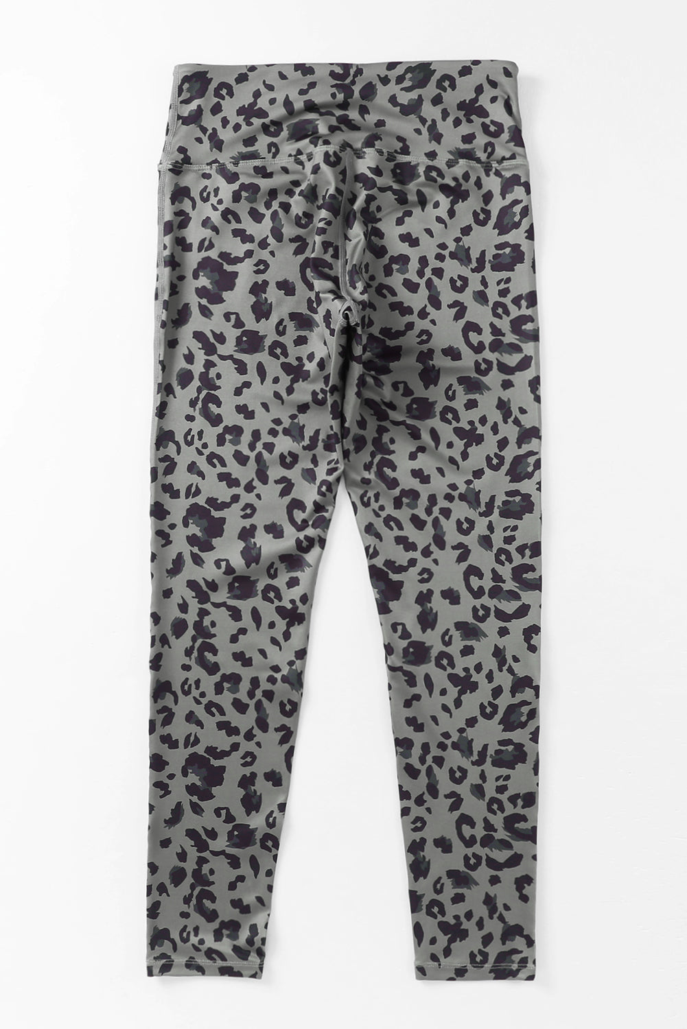 Grey Leopard Print Casual High Waist Leggings