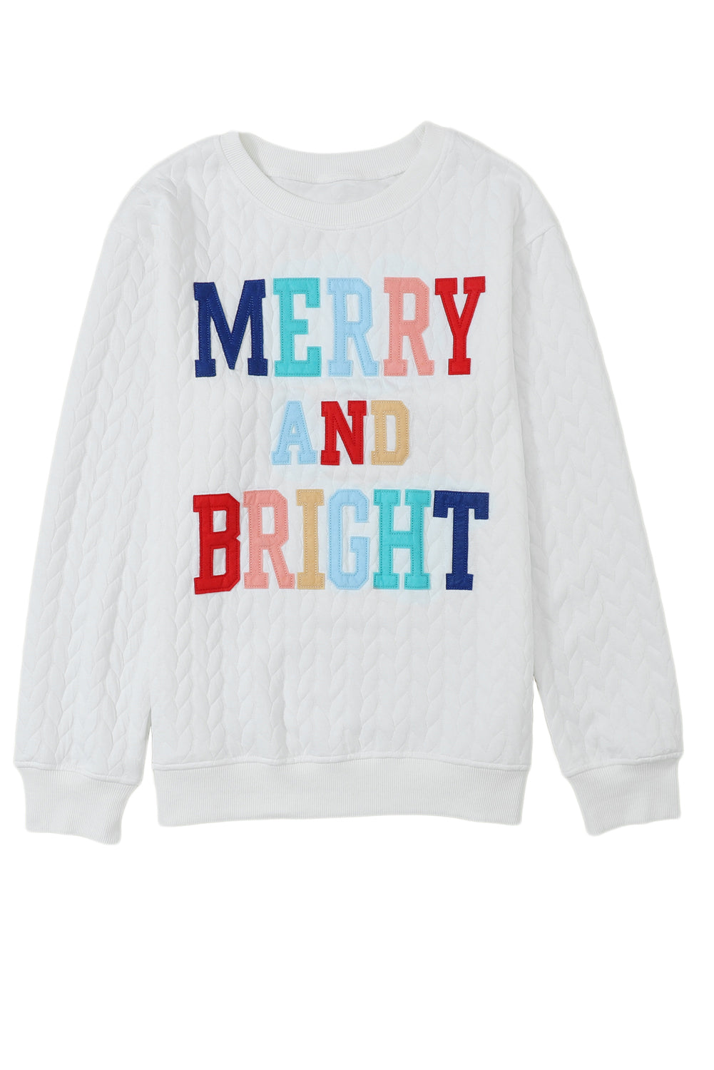 White Lucky Letter Patch Quilted Sweatshirt