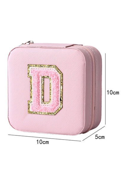 Pink Chenille D Letter Graphic Organized Jewelry Box