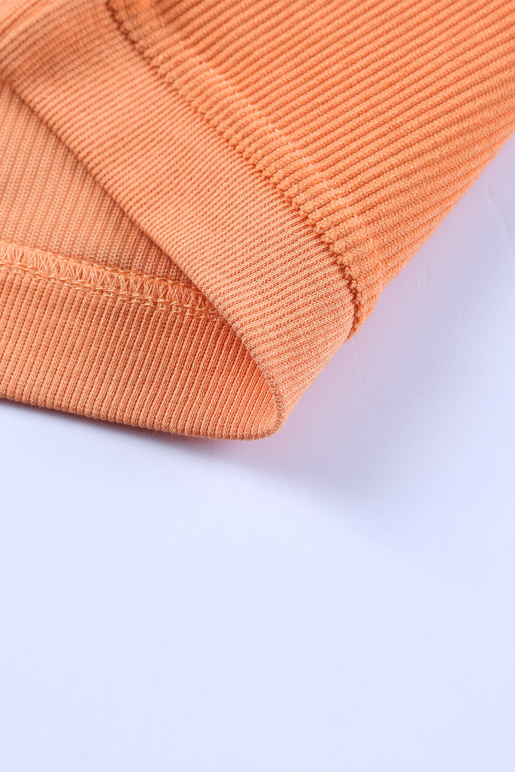 Orange Plain Drop Sleeve Rib-Knit Oversized Sweatshirt