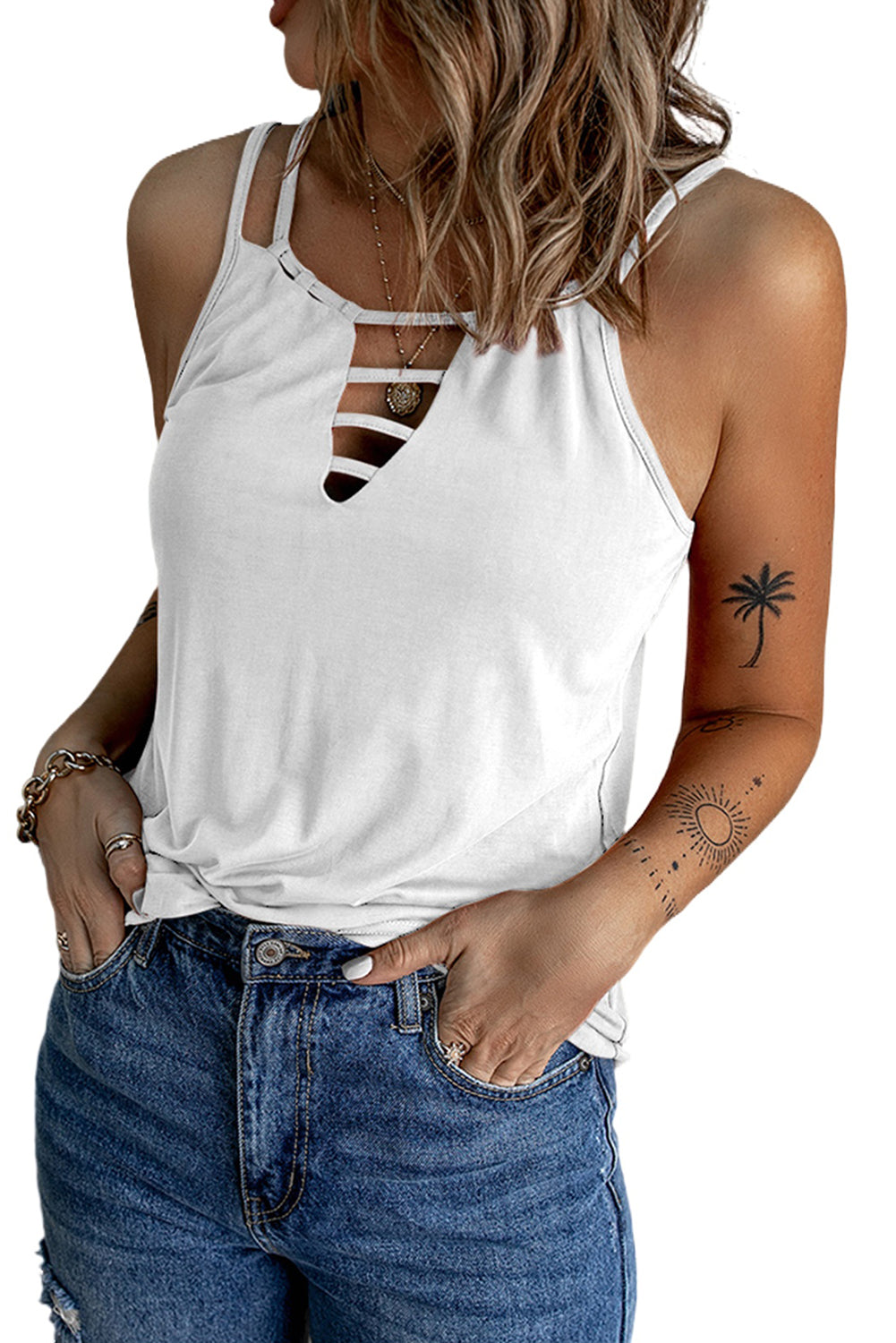 White Double Strap Casual Camisole Top