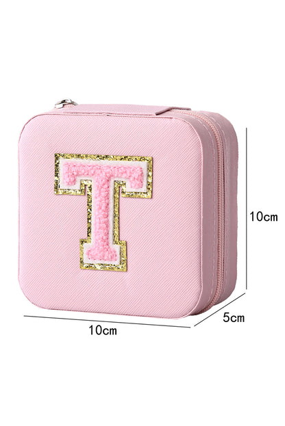 Pink Portable Chenille T Graphic Small Jewelry Box