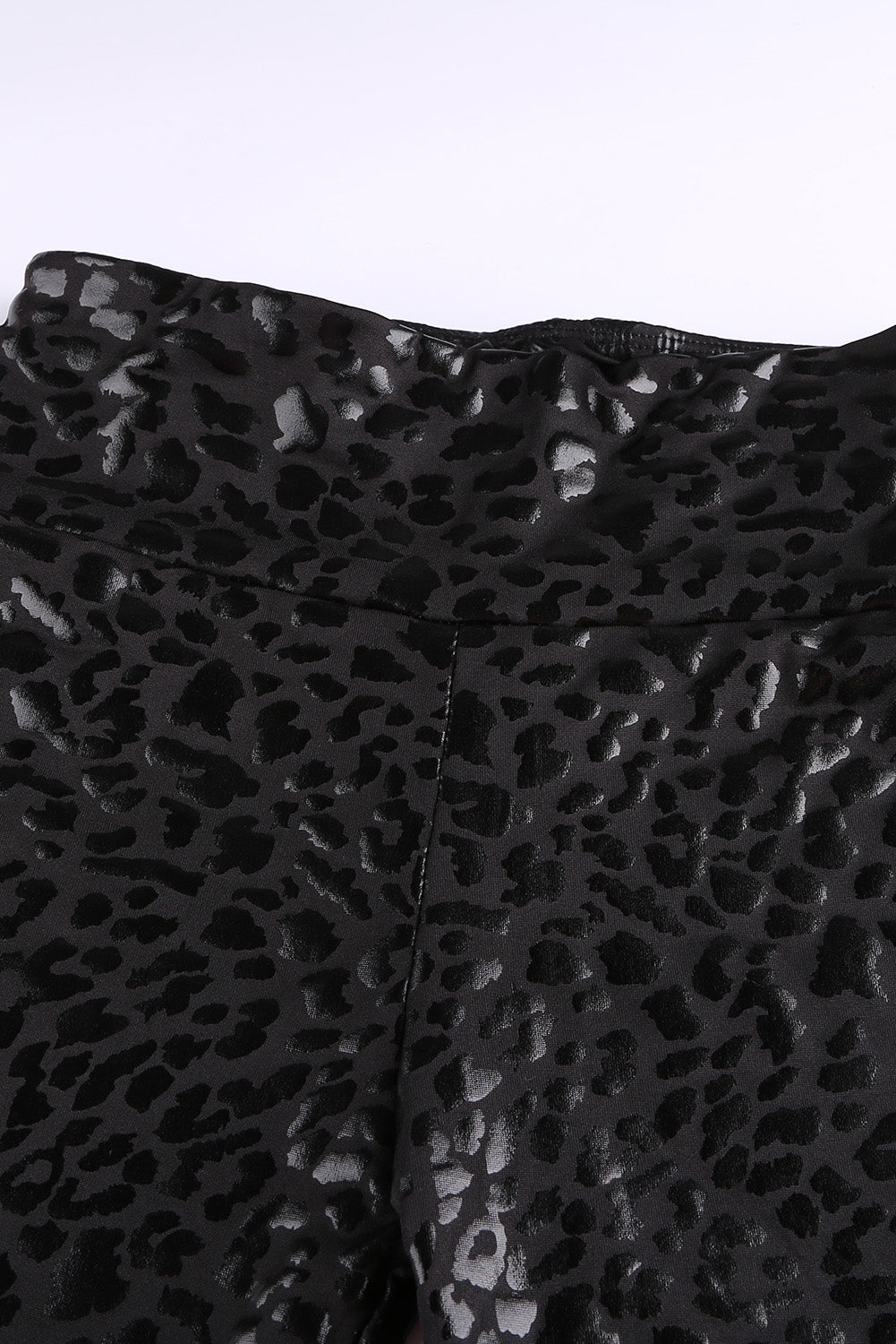 Black Shiny Leopard Casual Textured Leggings