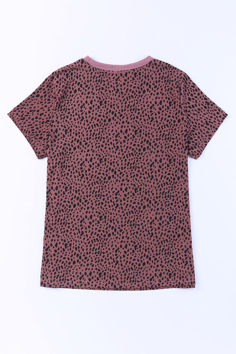 Grey Cheetah Print Casual Crew Neck T Shirt