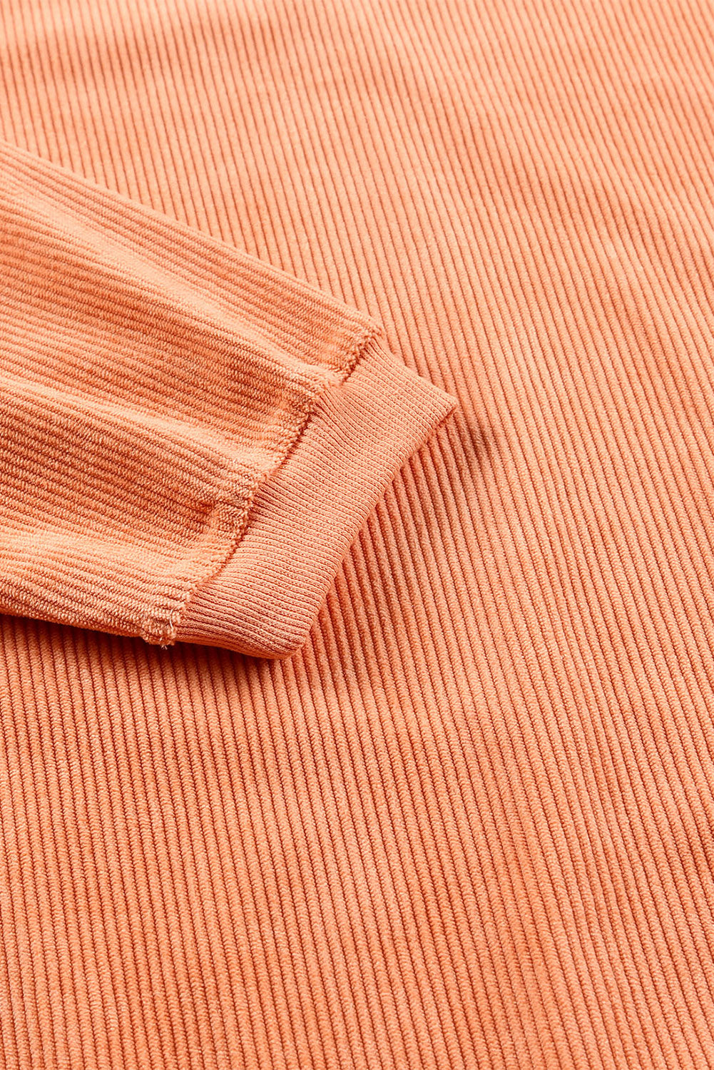 Orange Plain Drop Sleeve Rib-Knit Oversized Sweatshirt