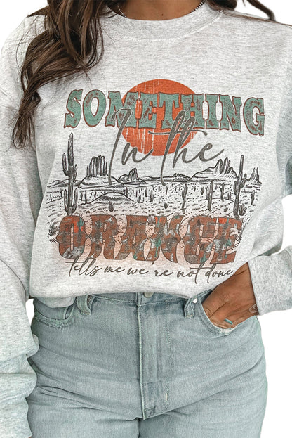 Gray SOMETHING ORANGE Graphic Relaxed Sweatshirt