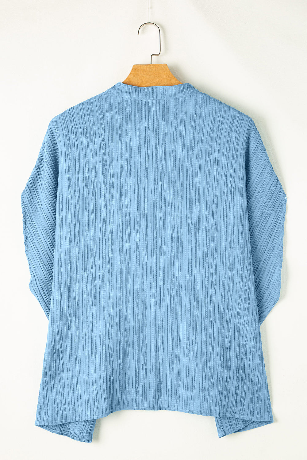 Dusk Blue V Neck Crinkle Dolman Blouse