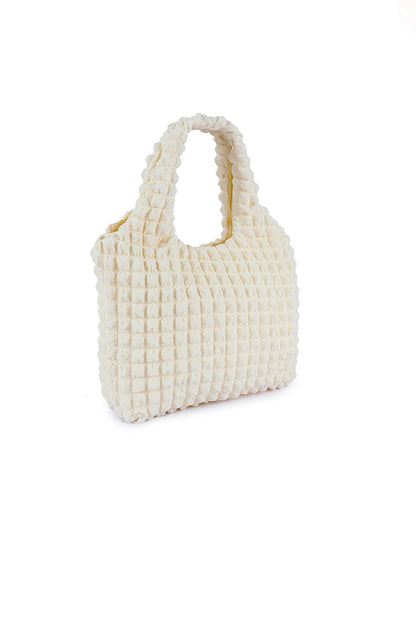 Wholesale White Textured Pleated Bubble Shoulder Bag