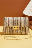 Camel woven striped flap shoulder bag, women's bag, stylish accessory, IOPCCLOTHING