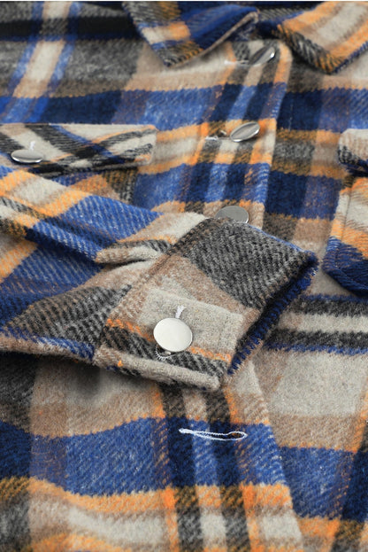 Wholesale Brown Plaid Button Up Long Sleeve Flannel Shacket