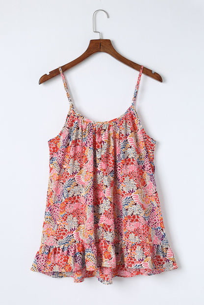 Multicolor Floral Print Spaghetti Straps Sleeveless Top