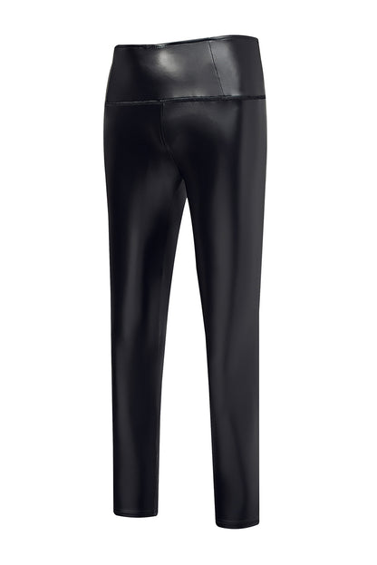 Black Faux Leather Casual High Waisted Leggings