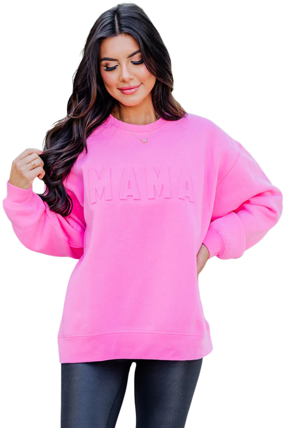 Bonbon Casual Coffee Letter Drop Shoulder Sweatshirt