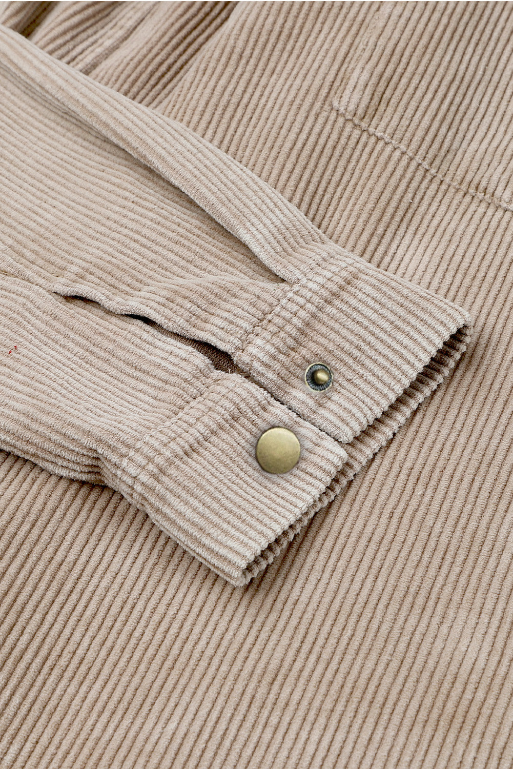 Khaki Patchwork Raw Hem Hooded Corduroy Jacket