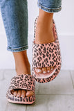 Pink leopard cloud slides, thick sole, flat shoes, women's footwear, comfortable, IOPCCLOTHING