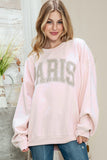 Pink PARIS letter print oversized sweatshirt, drop shoulder, women's top, casual wear, IOPCCLOTHING