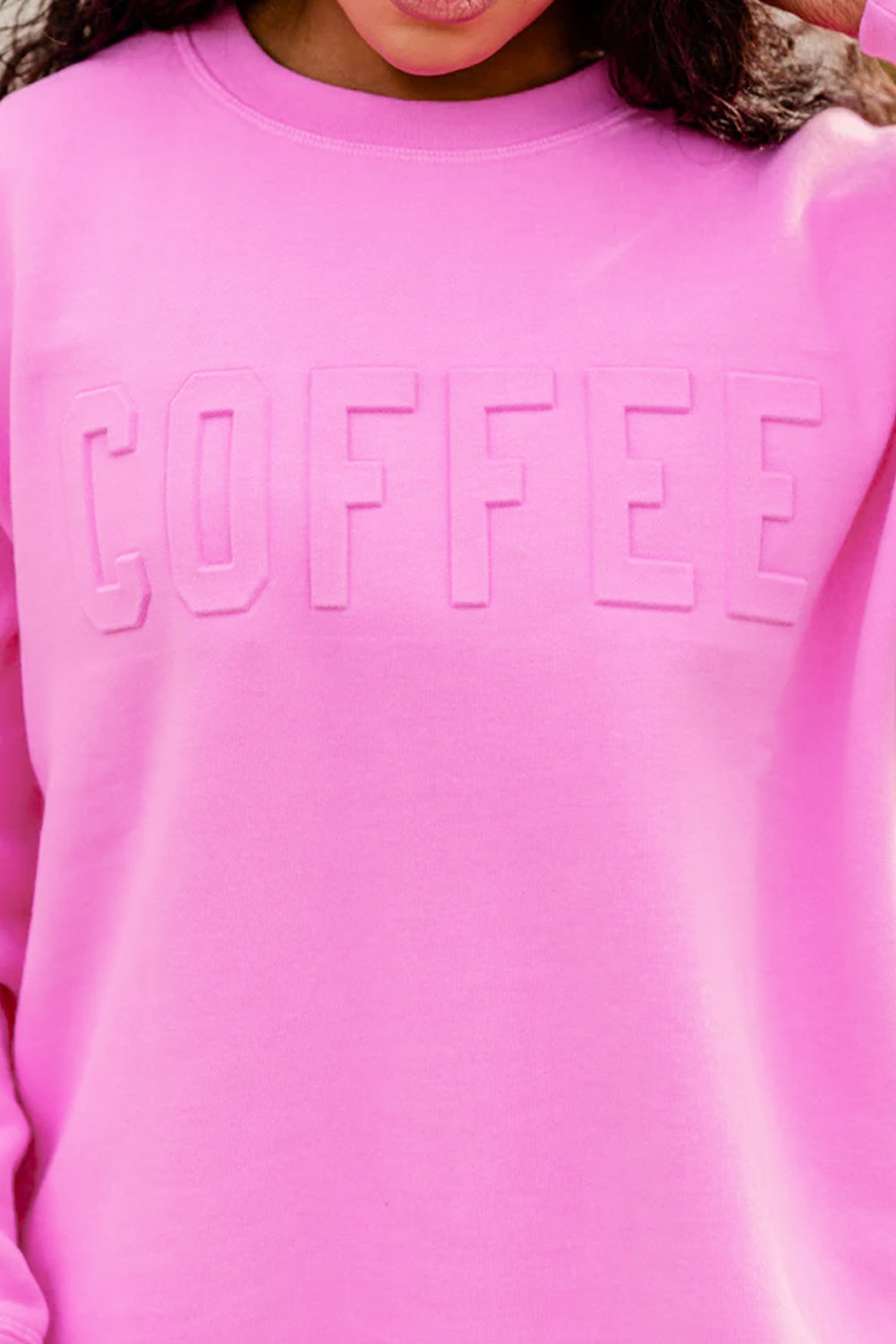 Bonbon Casual Coffee Letter Drop Shoulder Sweatshirt