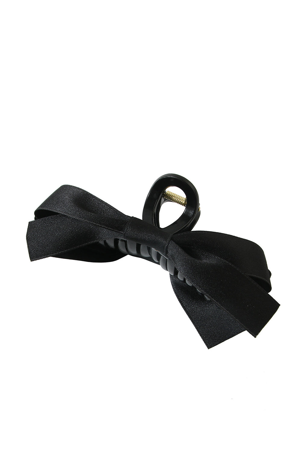 Black Solid Color Ribbon Bow Decor Hair Clip