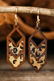 Chestnut Leopard Print Wooden Hollowed Earrings