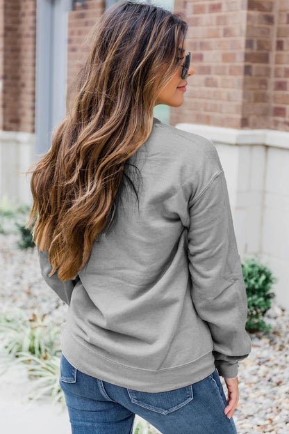 Gray Solid Color Classic Crewneck Pullover Sweatshirt