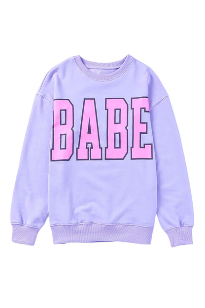 Grey Babe Letter Casual Pullover Sweatshirt