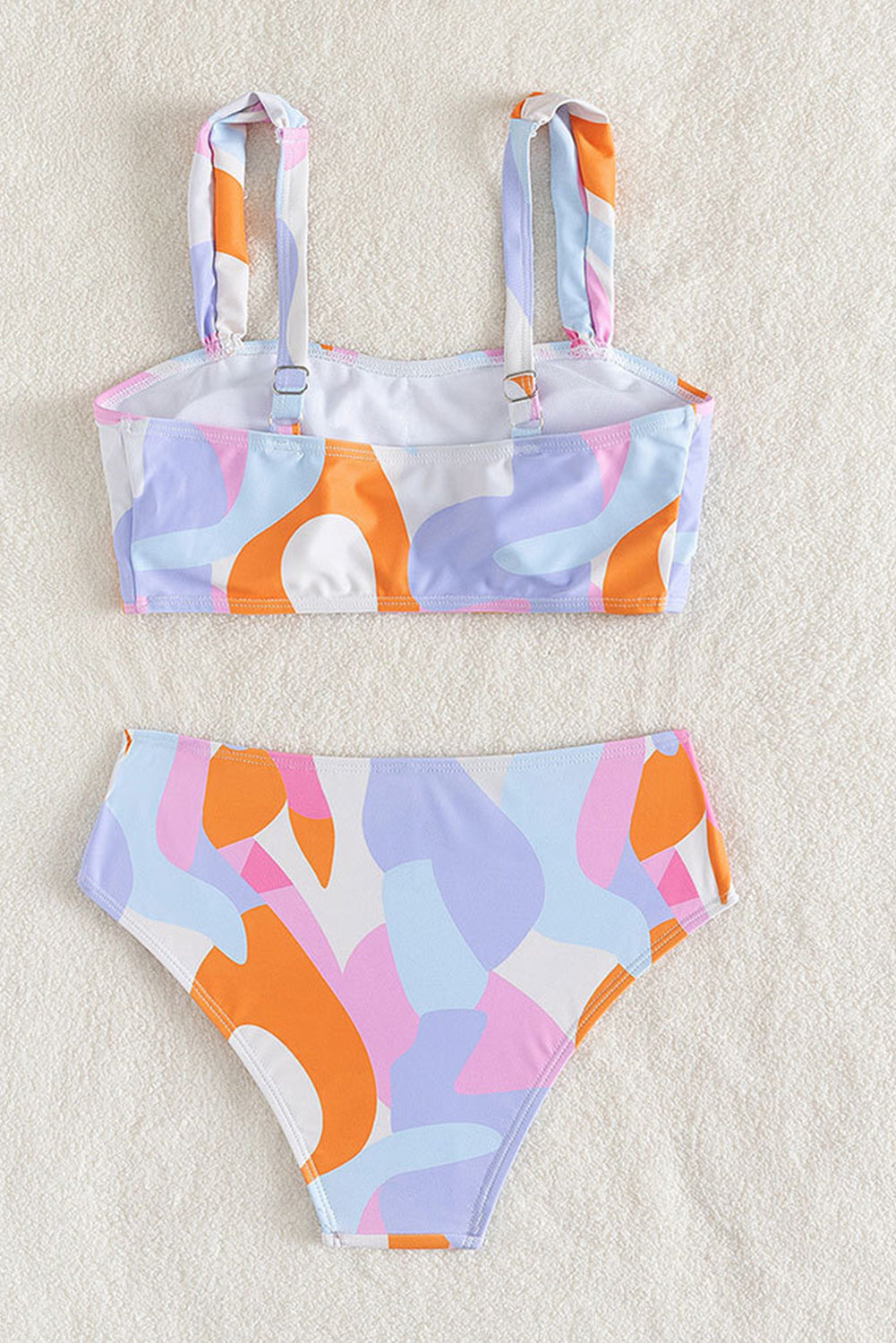 White Camo Printed Adjustable Straps Bikini Set