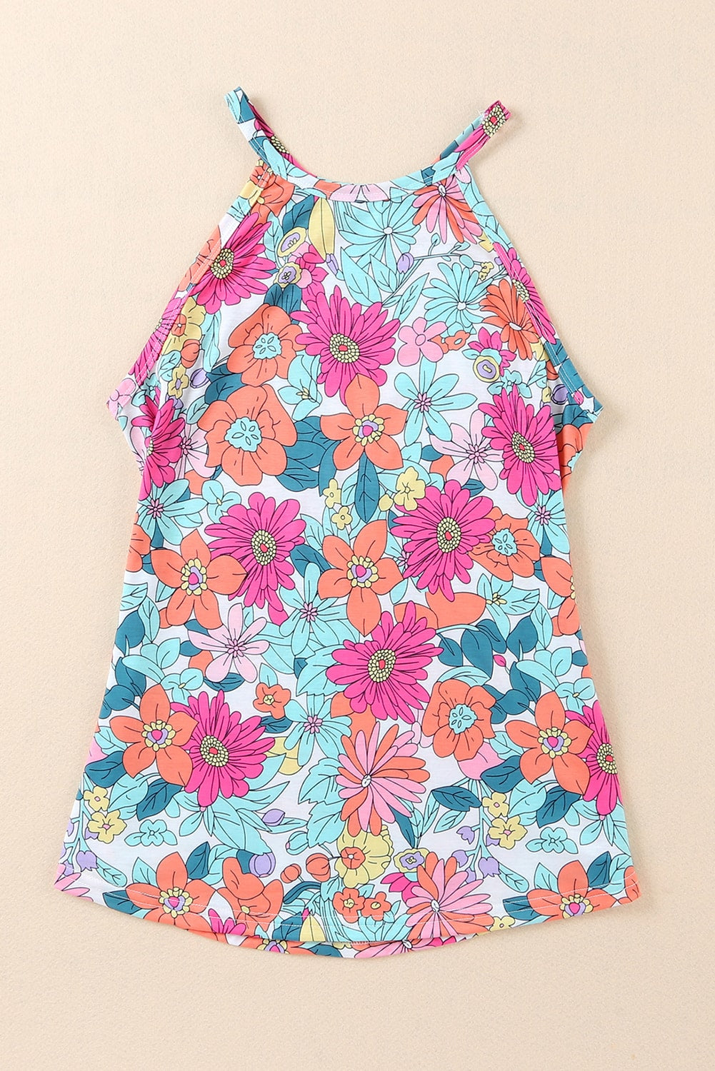 Multicolor Floral Print Casual Halter Top