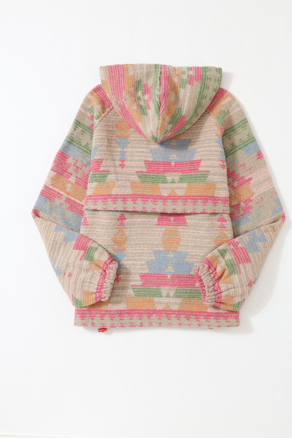 Multicolor Geometric Print Kangaroo Pocket Hoodie