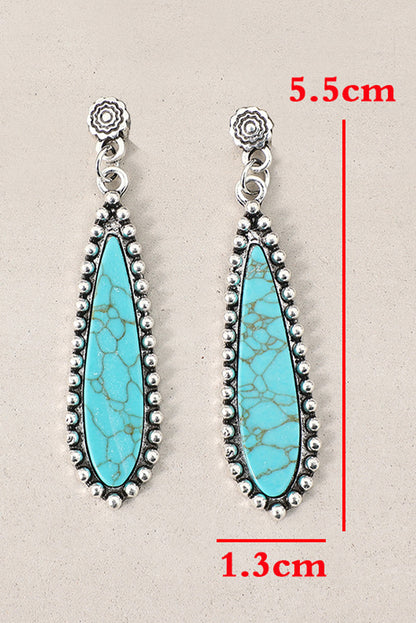 Silvery Vintage Bohemian Turquoise Alloy Earrings