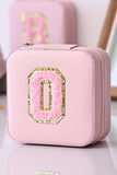 Pink O Initial Chenille Jewelry Box with Mirror