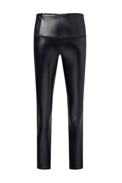 Black Faux Leather Casual High Waisted Leggings