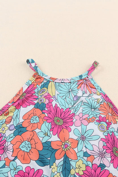 Multicolor Floral Print Casual Halter Top