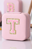 Pink Portable Chenille T Graphic Small Jewelry Box