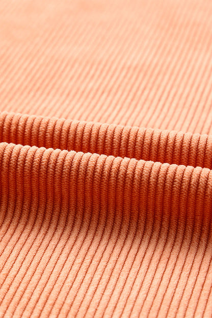 Orange Plain Drop Sleeve Rib-Knit Oversized Sweatshirt