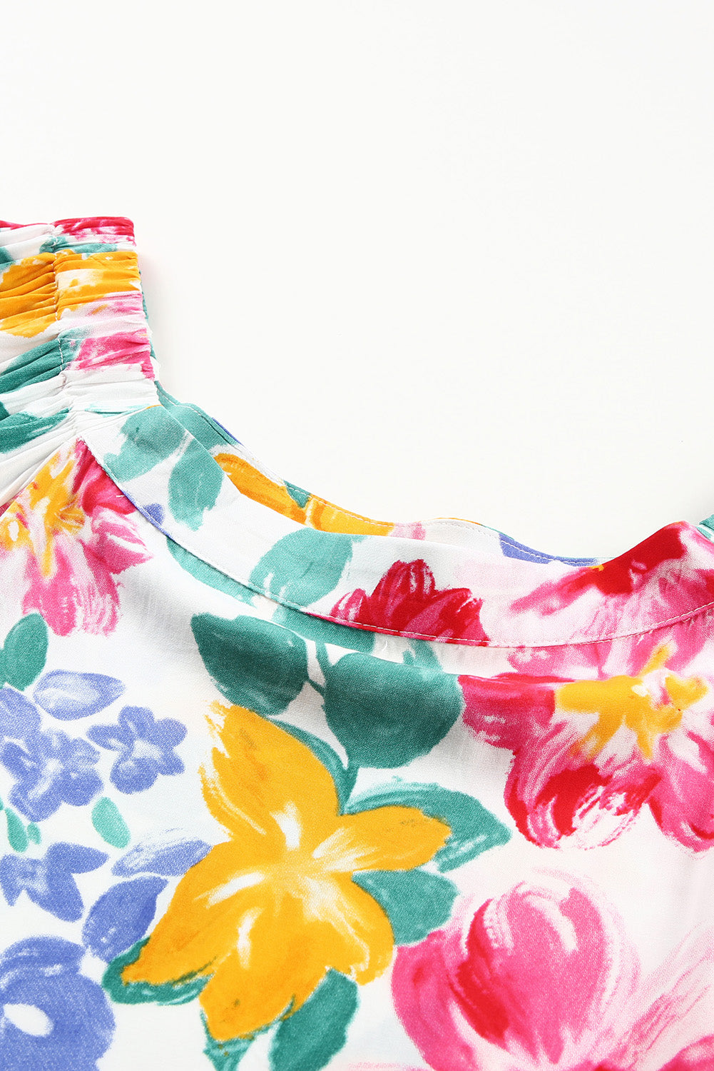 Watercolor Bohemian Flower Print Off Shoulder Blouse