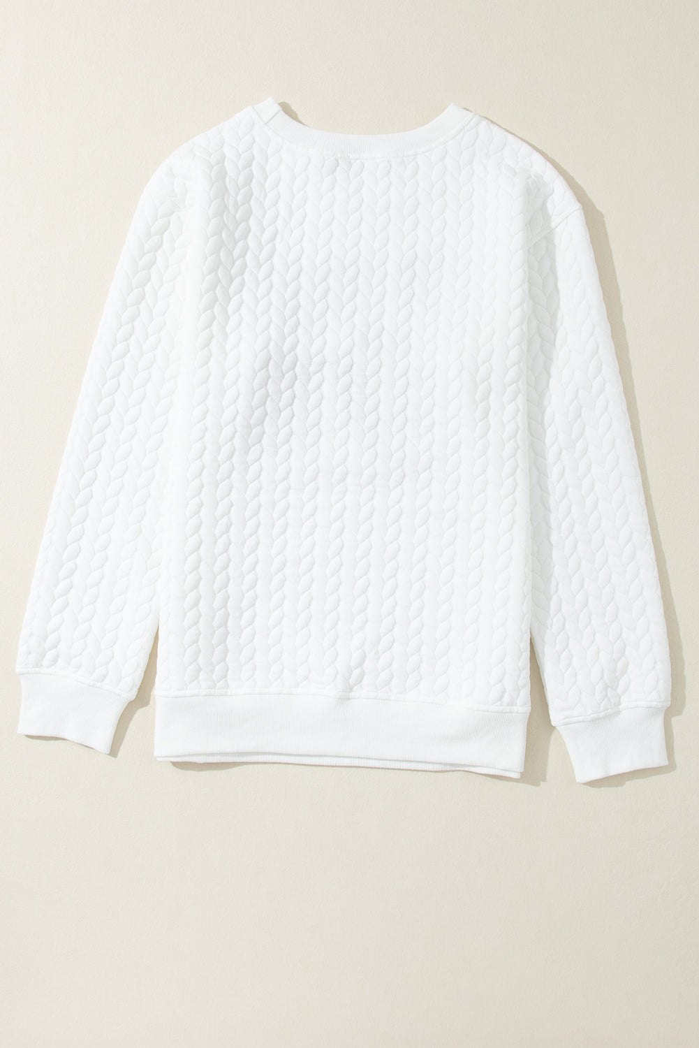 White Lucky Letter Patch Quilted Sweatshirt