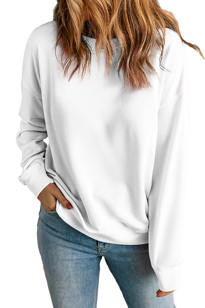 Gray Solid Color Classic Crewneck Pullover Sweatshirt