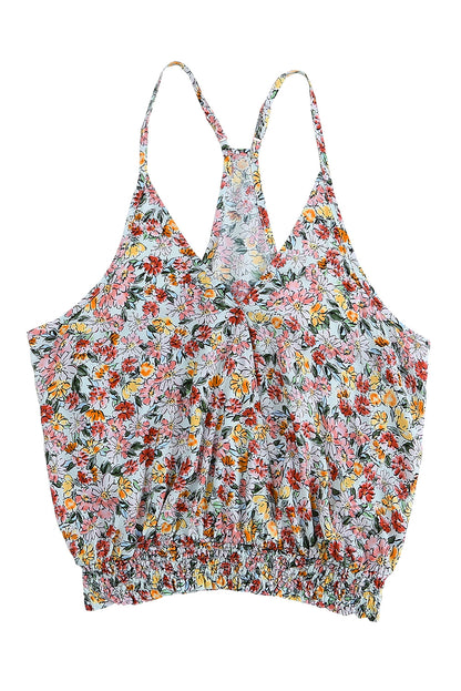 Multicolor Floral Sexy Wrapped V Neck Crop Camisole