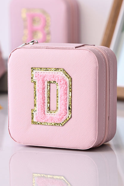 Pink Chenille D Letter Graphic Organized Jewelry Box